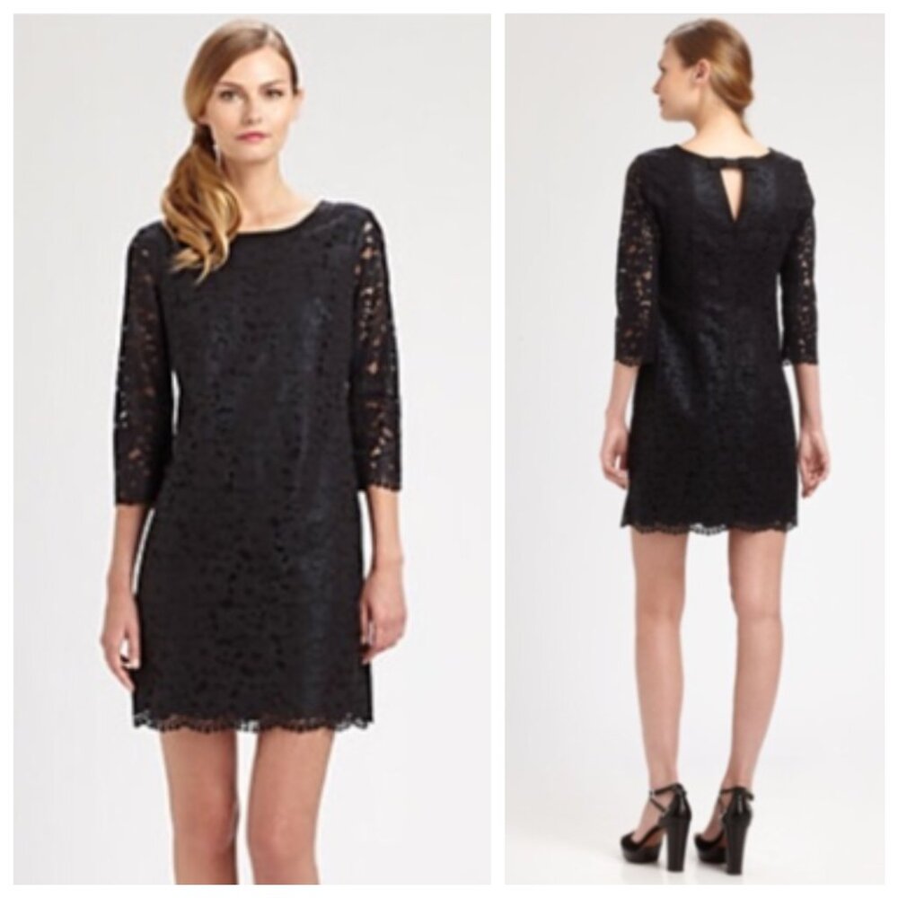 Lilly Pulitzer Claudia Black Metallic Lace Long Sleeve Bow Back Cut Out Dress